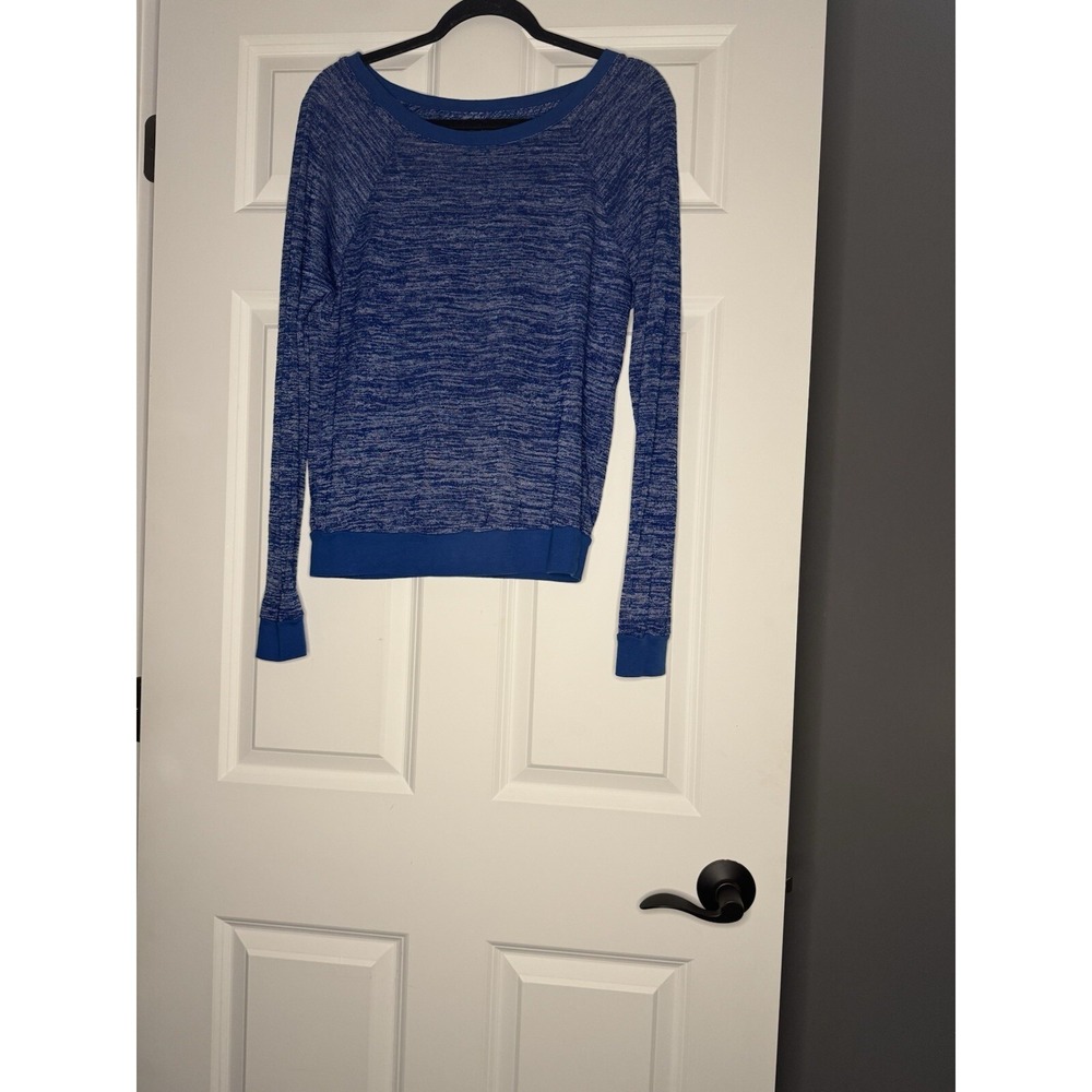 Three Dots Long Sleeve Marled Knit Top XS Blue